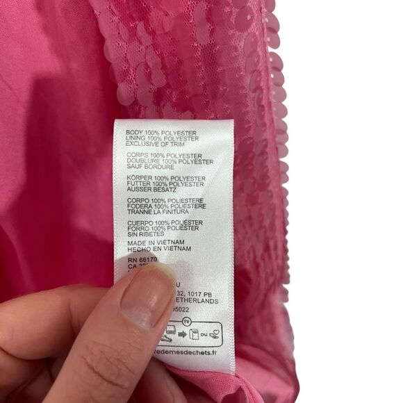 Urban Outfitters UO Harley Pink Sequin Halter Maxi Dress Slit M - Picture 6 of 9